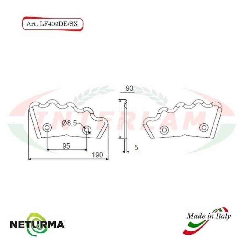 LF409DX - Lama per FRESA Carri UNIFEED DENTATA  - PAGLIARI