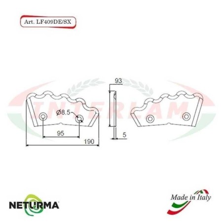 LF409DX - Lama per FRESA Carri UNIFEED DENTATA  - PAGLIARI