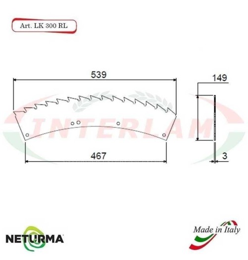 LK300 - Lame TRINCIA Foraggi e Mais KEMPER - RAGGIO LARGO - (8 Pz.)