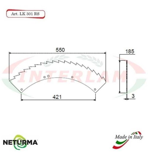 LK301 Lame TRINCIA Foraggi e Mais KEMPER - RAGGIO STRETTO - (8 Pz.)