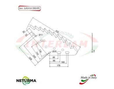 LS2016DX - Knife for mixer wagon UNIFEED Vertical - STORTI  - (5 Pcs.)