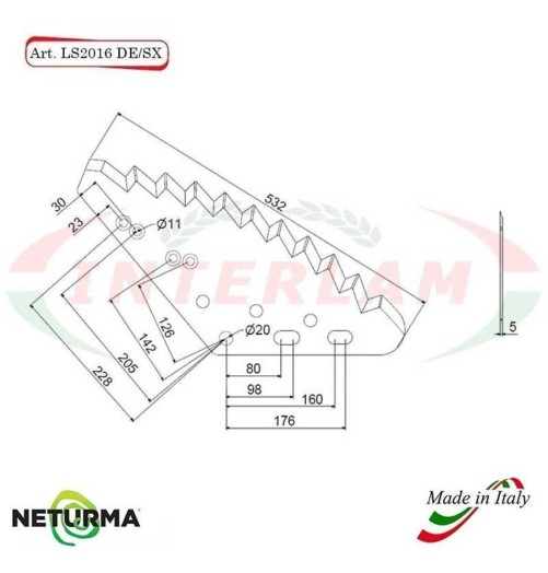 LS2016DX - Lama per Carri UNIFEED Verticale - AGM - (5 Pz.)