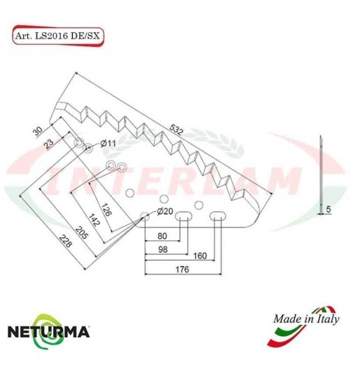 LS2016SX - Lama Per Carri UNIFEED Verticale - EUROCOMP - (5 Pz.)