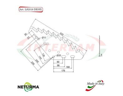 LS2016SX  Knife for mixer wagon UNIFEED Vertical - STORTI -  (5 Pcs.)