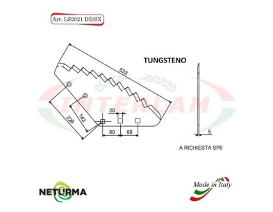 LS2021DX - TUNGSTENO - Lama per Carri UNIFEED - FARESIN - (5 Pz.)