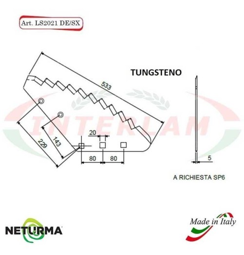 LS2021DX - TUNGSTENO - Lama per Carri UNIFEED - FARESIN - (5 Pz.)