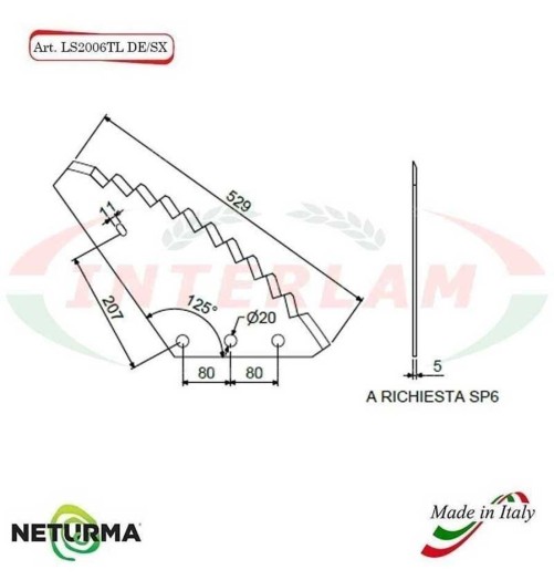 LS2006TLSX - Lama per Carri UNIFEED Verticale - SUPERTINO - (5 Pz.)