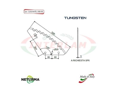 LS2006TLSX - TUNGSTEN - Knife for mixer wagon UNIFEED - Vertical- LAZZARONI - (5 Pcs.)