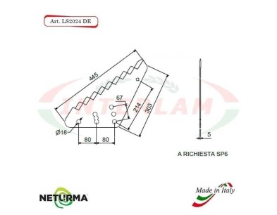 LS2024DX - Right - Knife for mixer wagon UNIFEED - Vertical - Toothed - STORTI - (5 Pcs.)