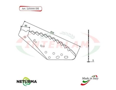 LS3000DX - Right - Knife for mixer wagon UNIFEED - Vertical  - Toothed  -3 Pcs