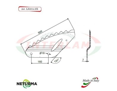 LS2014SX -Left - Knife for mixer wagon UNIFEED - Vertical - Toothed  FOLDED - TRIOLET - (5 Pz.)