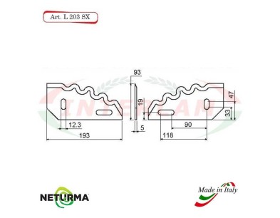 L203SX - Left toothed knife for UNIFEED horizontal mixer wagon - Ø93 - LUCLAR - (10 Pcs)