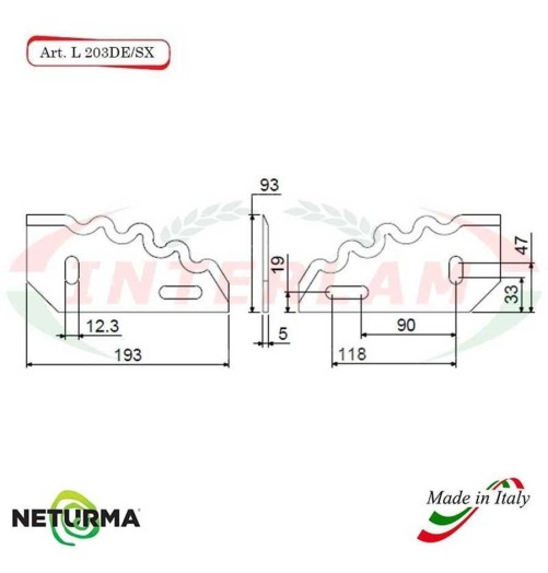 L203DX - Knife for mixer wagons  UNIFEED - Toothed - Ø93 - GILIOLI  (10 Pcs)