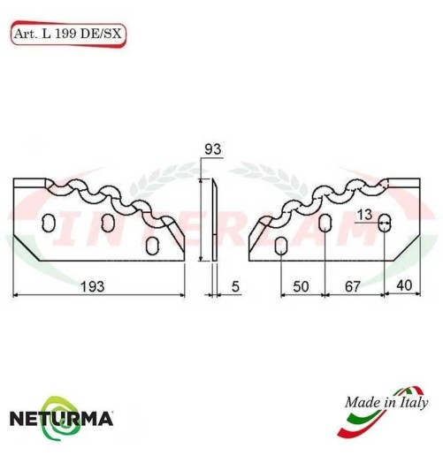 L199DX - Lama per Carri UNIFEED - Dentata - Ø93 - SGARABOLDI (10 Pz.)