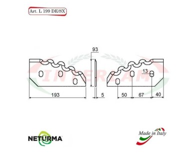 L199SX - Knife for mixer wagons UNIFEED - toothed - Ø93 - (10 Pcs.) - SGARIBOLDI