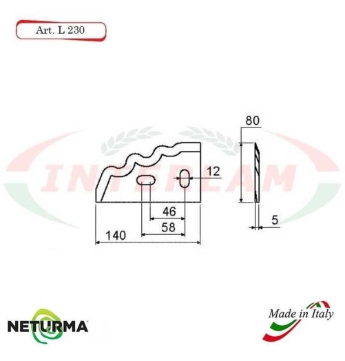 l230 - Knife for mixer wagons UNIFEED - toothed - Ø80 - (10 Pcs.)