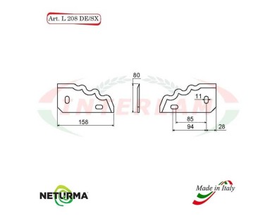 L208SX - Knife for mixer wagons  UNIFEED - Toothed - Ø80 - GILIOLI - ( 10 Pcs.)