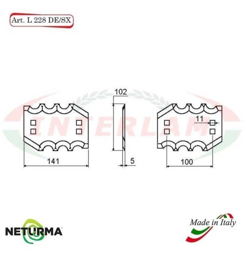 L228DX - Lama per Carri UNIFEED - Dentata - Ø102 - FARESIN - (10 Pz.)