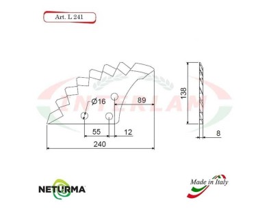 L241 - Lama per Carri UNIFEED - Dentata - Ø138 - EUROCOMP - (4 Pz.)