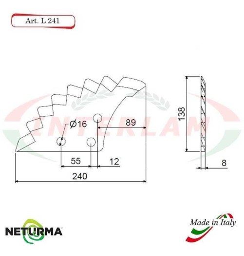 L241 - Lama per Carri UNIFEED - Dentata - Ø138 - EUROCOMP - (4 Pz.)