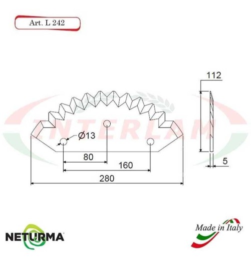 L242 - Lama per Carri UNIFEED - Dentata - Ø112 - (5 Pz.)