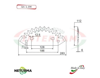 L206 - Knife for mixer wagons UNIFEED - toothed- Ø112 - STORTI (5 Pcs.)
