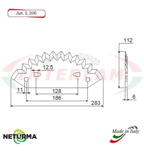 L206 - Lama per Carri UNIFEED - Dentata - Ø112 - STORTI (5 Pz.)