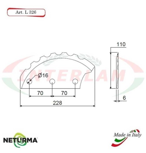 L326 - Lama per Carri UNIFEED - Dentata Ø110 - SGARIBOLDI - (2 Pz.)