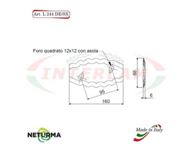 L244DX - Lama per Carri UNIFEED - Dentata - Ø88 - 2 FORI - STORTI - ST16800058 - (10 Pz.)