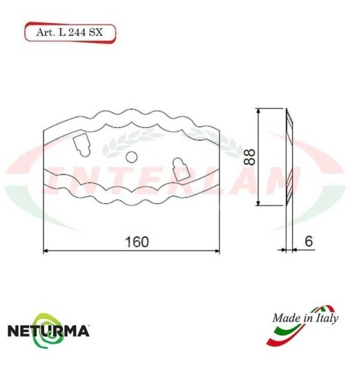 L244SX - Lama per Carri UNIFEED - Dentata - Ø88 - 2 FORI - STORTI - ST16800059 - (10 Pz.)