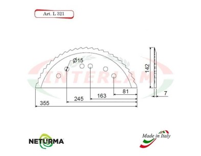 L321 - Lama per Carri UNIFEED - Dentata - Ø142 - MARMIX - ALIECO - (5 Pz.)