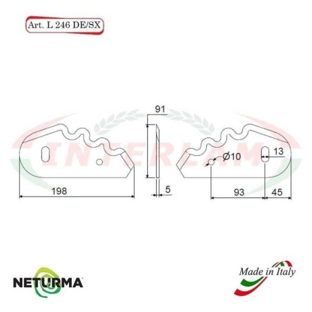 L246DX - Lama per Carri UNIFEED - Dentata - Ø91 - STORTI - (10Pz.)