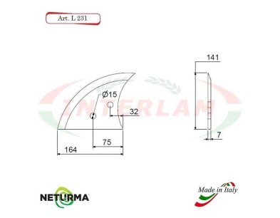 L231 -  Knife for mixer wagons UNIFEED Smooth - Ø141 - ALIECO - (5 Pcs.)