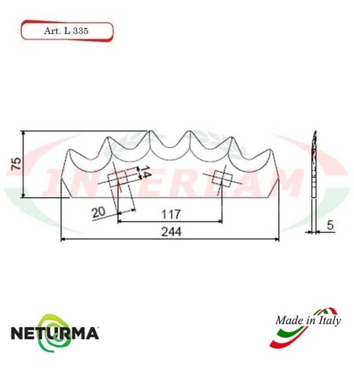 L335 - Lama per Carri UNIFEED - Dentata  - KUNH - A5310402 - (10 Pz.)