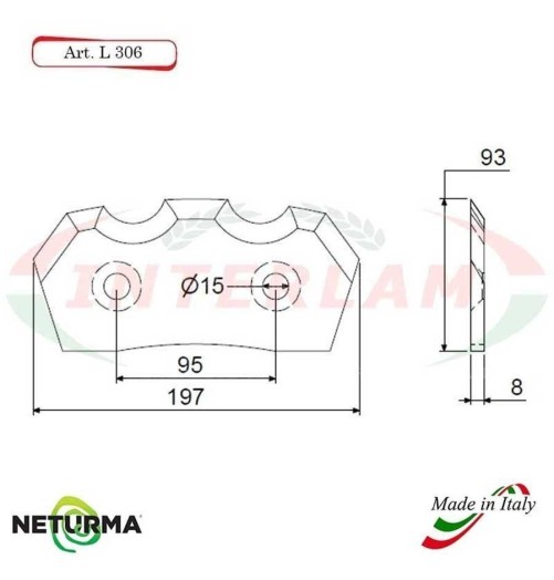 L306 - Lama per Carri UNIFEED - Dentata Ø93 - MARMIX - (5 Pz.)