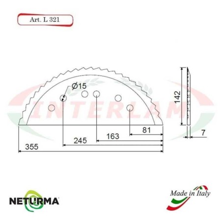 L321 - Knife for mixer wagons UNIFEED Toothed  - Ø142 - MARMIX - ALIECO - (5 Pcs.)