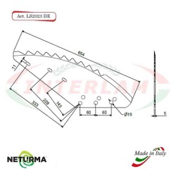 LS2023DX - Right - Knife for mixer wagon UNIFEED - Vertical - Toothed - STORTI - (5 Pz.)
