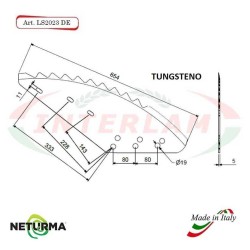 LS2023DX - TUNGSTEN - Right - Knife for mixer wagon UNIFEED - Vertical - Toothed - STORTI - (3 Pcs.)