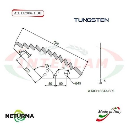 LS2004-1-DX - TUNGSTEN - Right - Knife for mixer wagon UNIFEED - Vertical - Toothed - UNIFAST  (2 Pcs.)