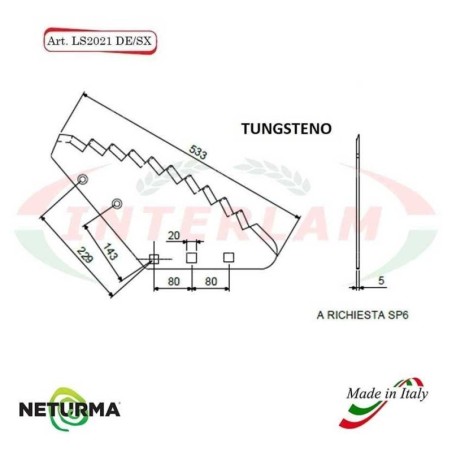 LS2021SX - TUNGSTENO - Lama per Carri UNIFEED - FARESIN - (5 Pz.)