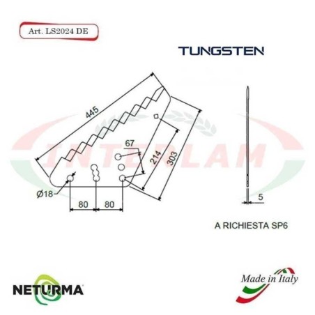 LS2024DX - TUNGSTENO - Lama per Carri UNIFEED L - STORTI - (5 Pz.)