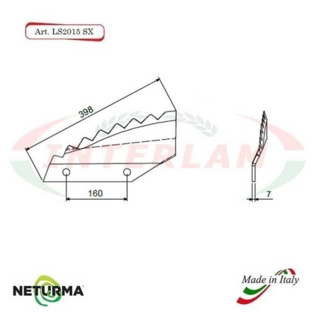 LS2015SX - Left - Knife for mixer wagon UNIFEED - Vertical - Toothed - Folded - TRIOLET - (5 Pz.)