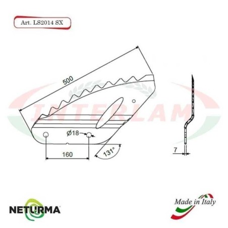 LS2014SX -Left - Knife for mixer wagon UNIFEED - Vertical - Toothed  FOLDED - TRIOLET - (5 Pz.)