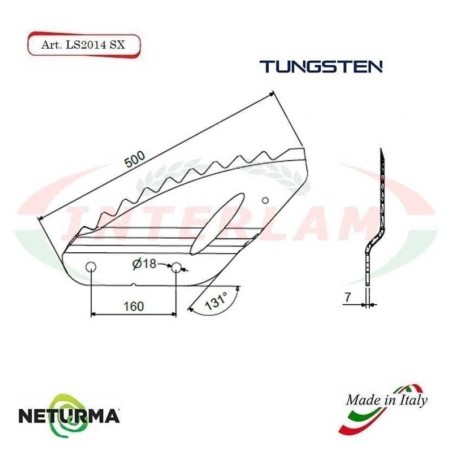 LS2014SX - TUNGSTENO - Lama per Carri UNIFEED  - Piegata - TRIOLET - (5 Pz.)