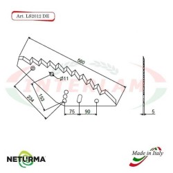 LS2012DX - Right - Knife for mixer wagon UNIFEED - Vertical - Toothed
