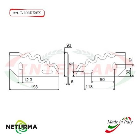 L203DX - Lama per Carri UNIFEED - Dentata - Ø93 - RBS - (10 Pz.)