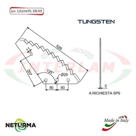 LS2006TLDX - TUNGSTEN - Knife for mixer wagon UNIFEED - Vertical- SUPERTINO - (5 Pcs.)