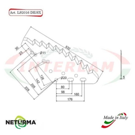 LS2016DX - Lama per Carri UNIFEED Verticale - FARESIN - (5 Pz.)