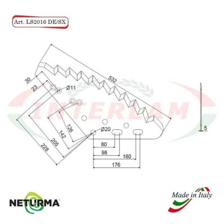 LS2016SX -Knife for mixer wagon UNIFEED Vertical - EUROCOMP - (5 Pcs.)