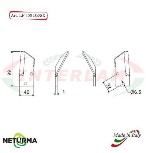 LF405DX - Lama per FRESA Carri UNIFEED -  PIEGATA -  STORTI - (25 Pz.)